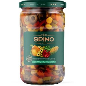 مزه ترشی زیتون یونانی با سس مخصوص اسپینو 700 گرم