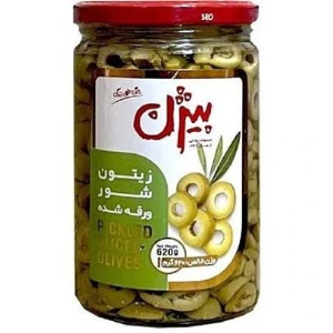 زیتون شور ورقه شده شیشه بیژن 620 گرم