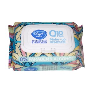 دستمال مرطوب پاک کننده آرایشی گلدار Q10 دافی 50 برگ